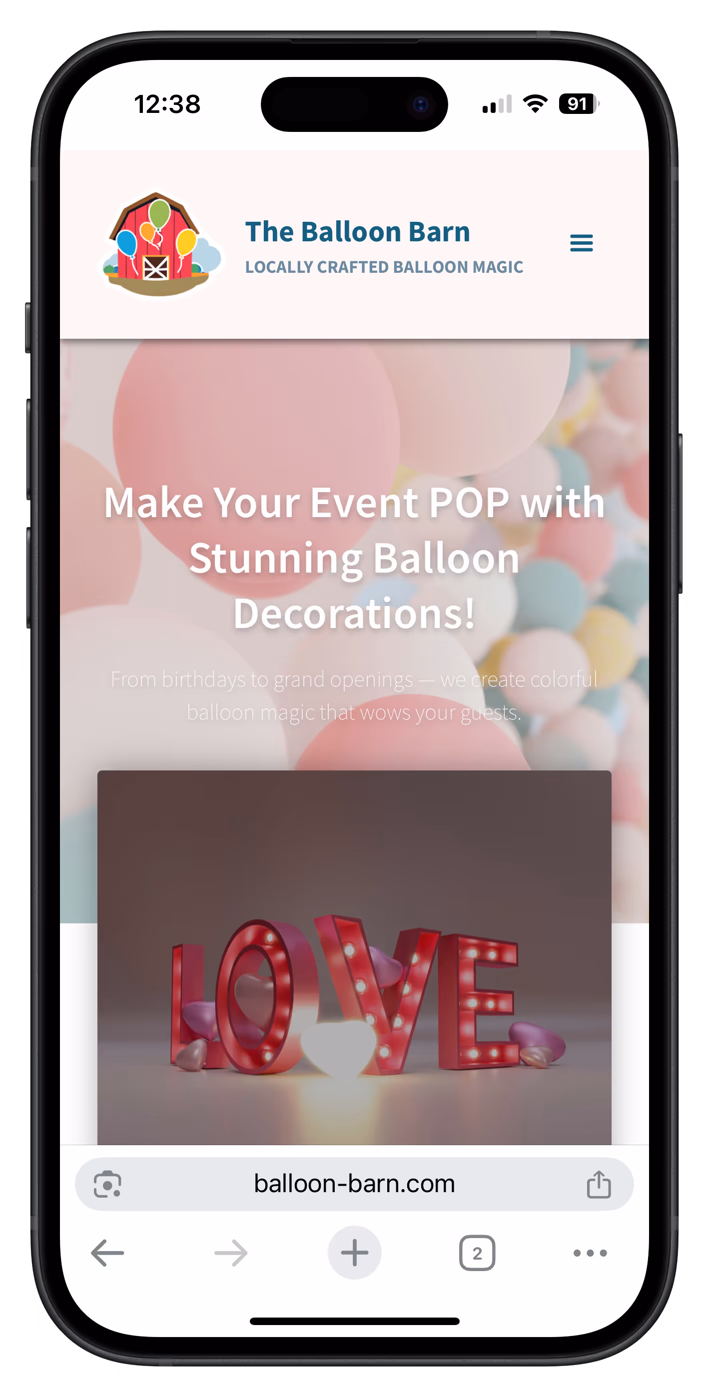 Balloon website mobile