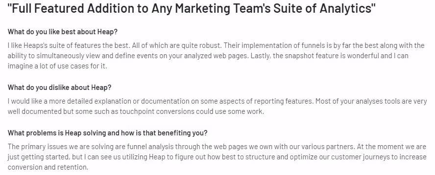 User review of Heap.