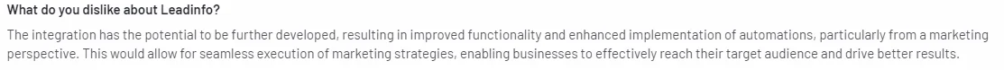 What do you dislike about Leadinfo.1