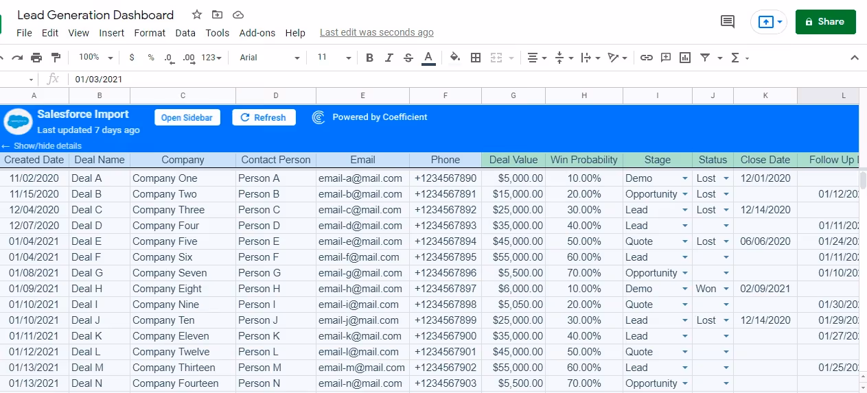 Lead Generation Dashboard