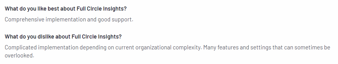 Full Circle Insight’s review on G2