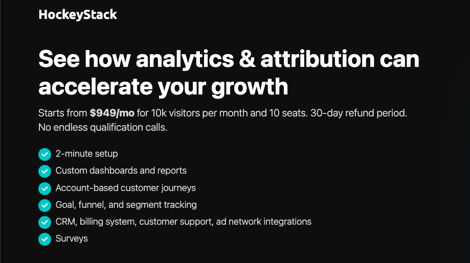 HockeyStack pricing chart