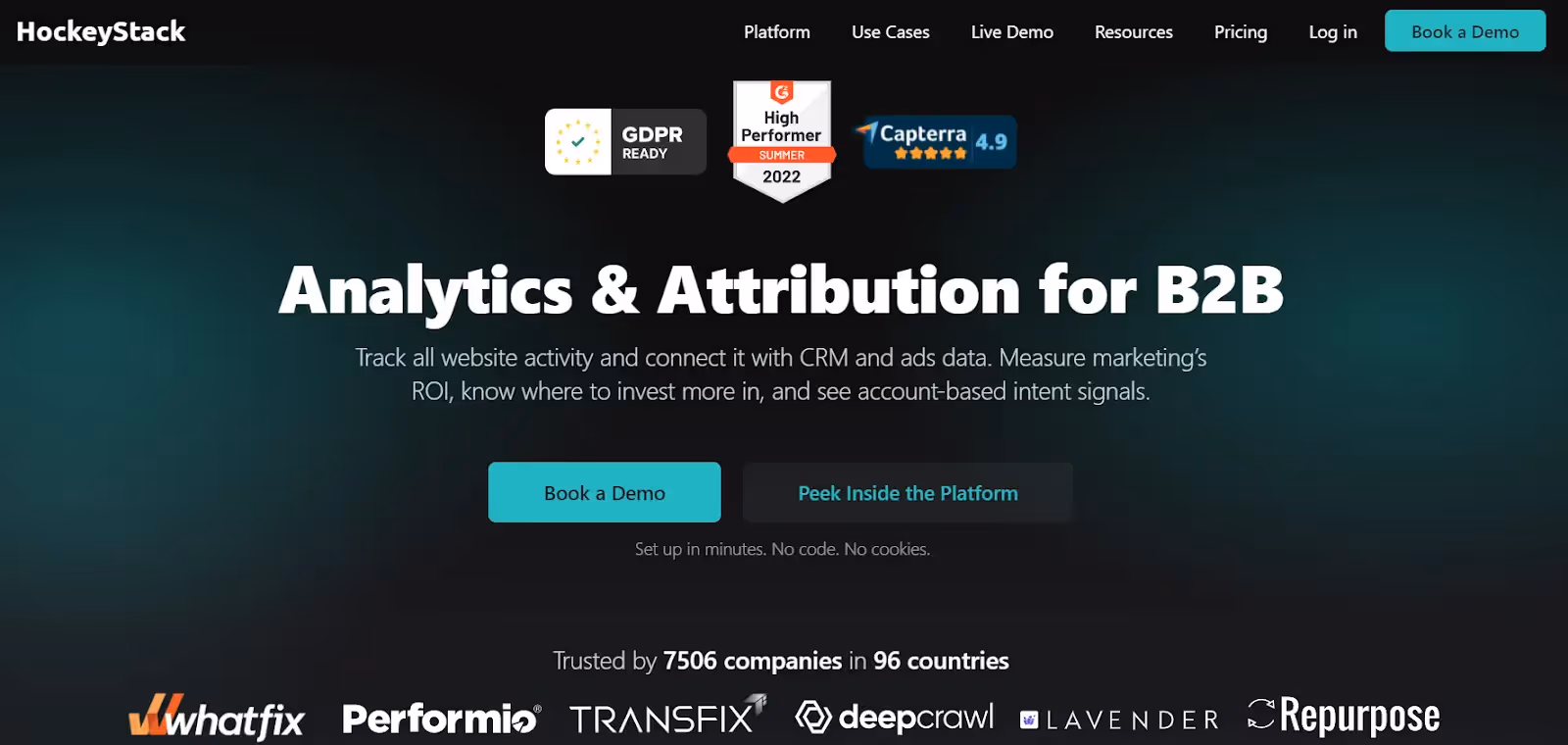 An overview of HockeyStack’s Homepage