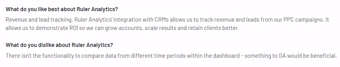 Ruler Analytics- customer reviews