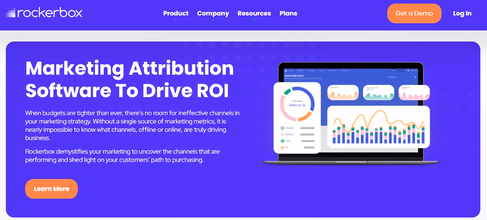 An overview of RockerBox’s homepage