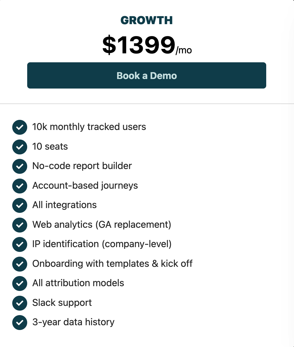 hockeystack pricing chart