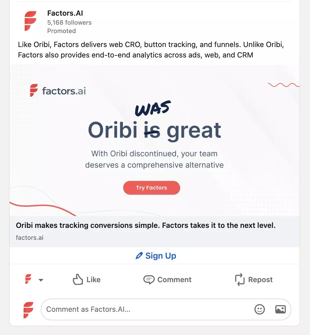 factrs oribi ads