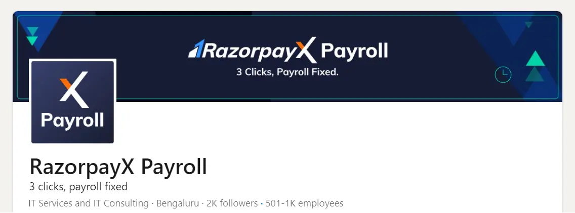 RazorpayX payroll Linkedin page