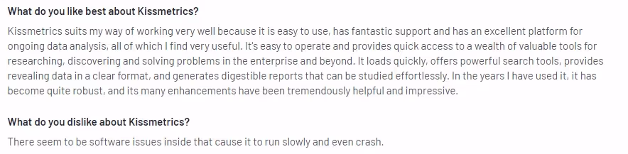 Users of Kissmetrics experienced stability issues with the tool.