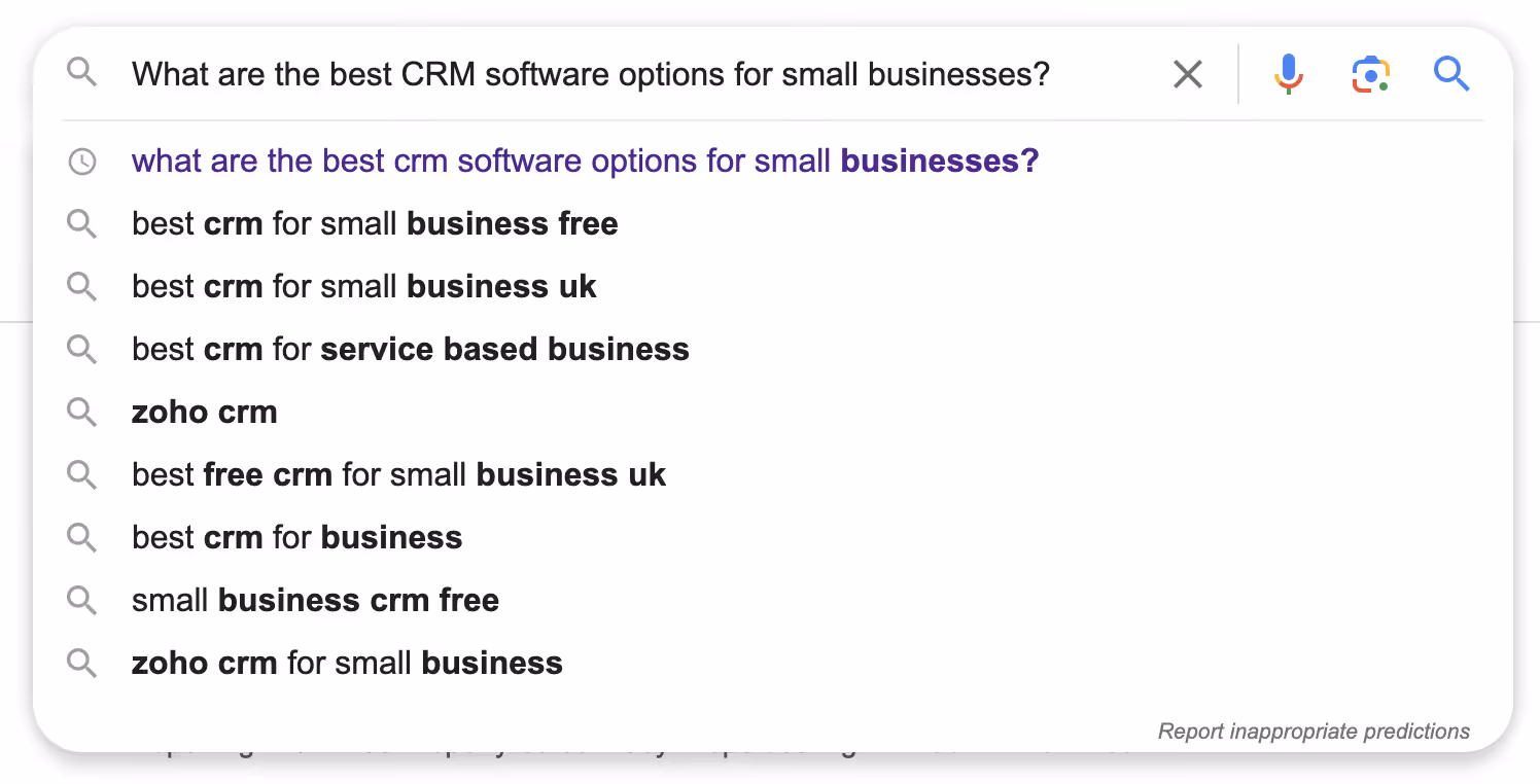 Google Search bar suggestions
