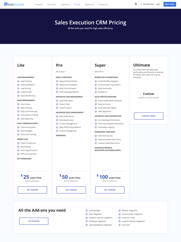 leadsquared pricing