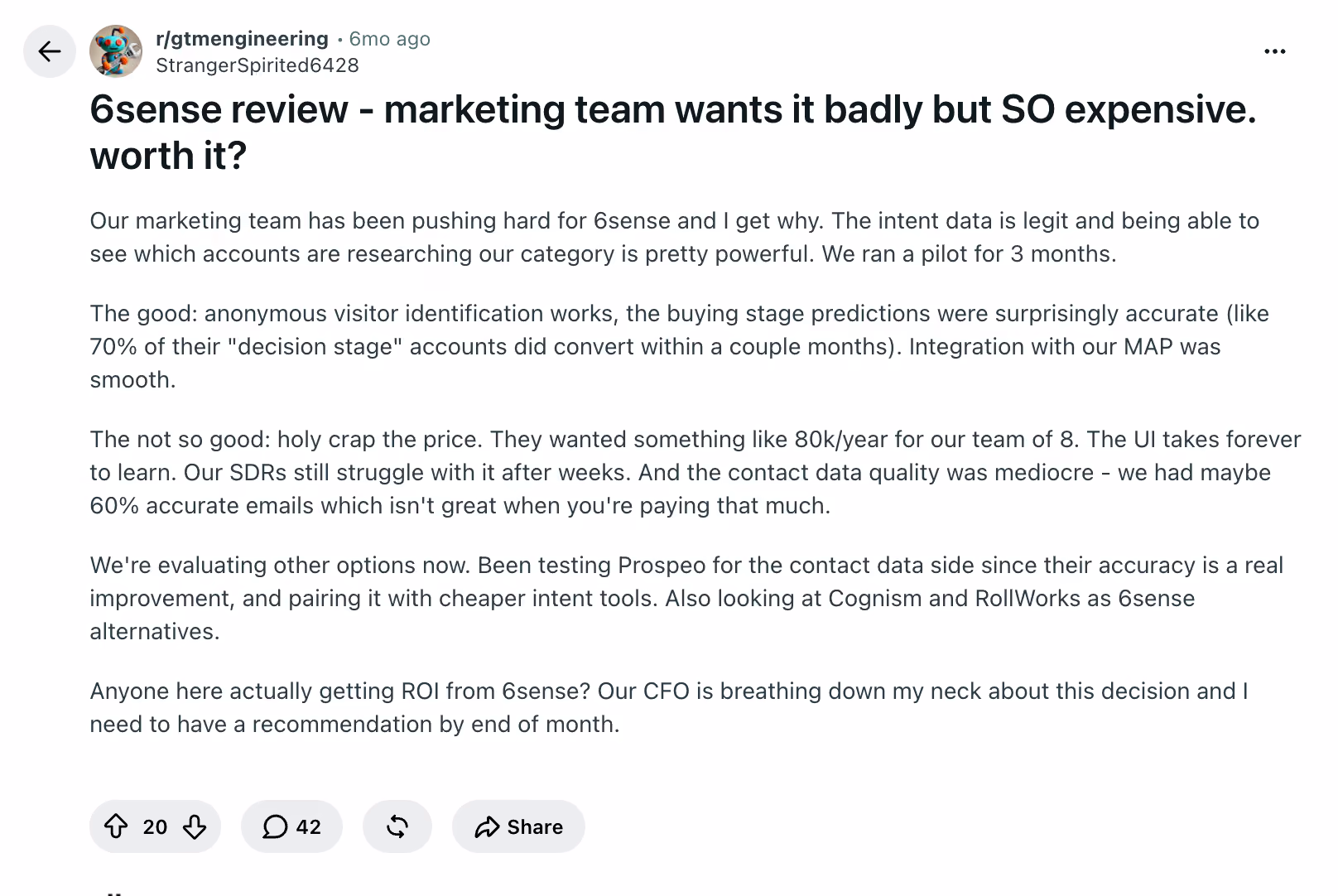 Why Companies Are Switching From 6sense, Based on Buyer Feedback
