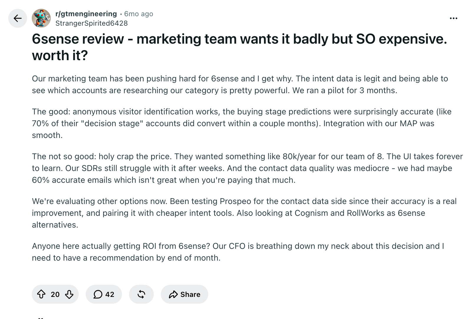 Why Companies Are Switching From 6sense, Based on Buyer Feedback