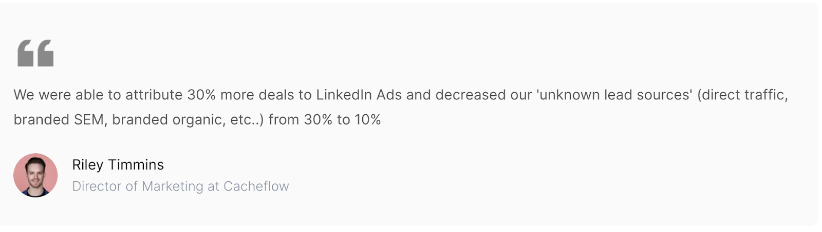 Cacheflow marketing director Riley Timmins describing improved LinkedIn attribution