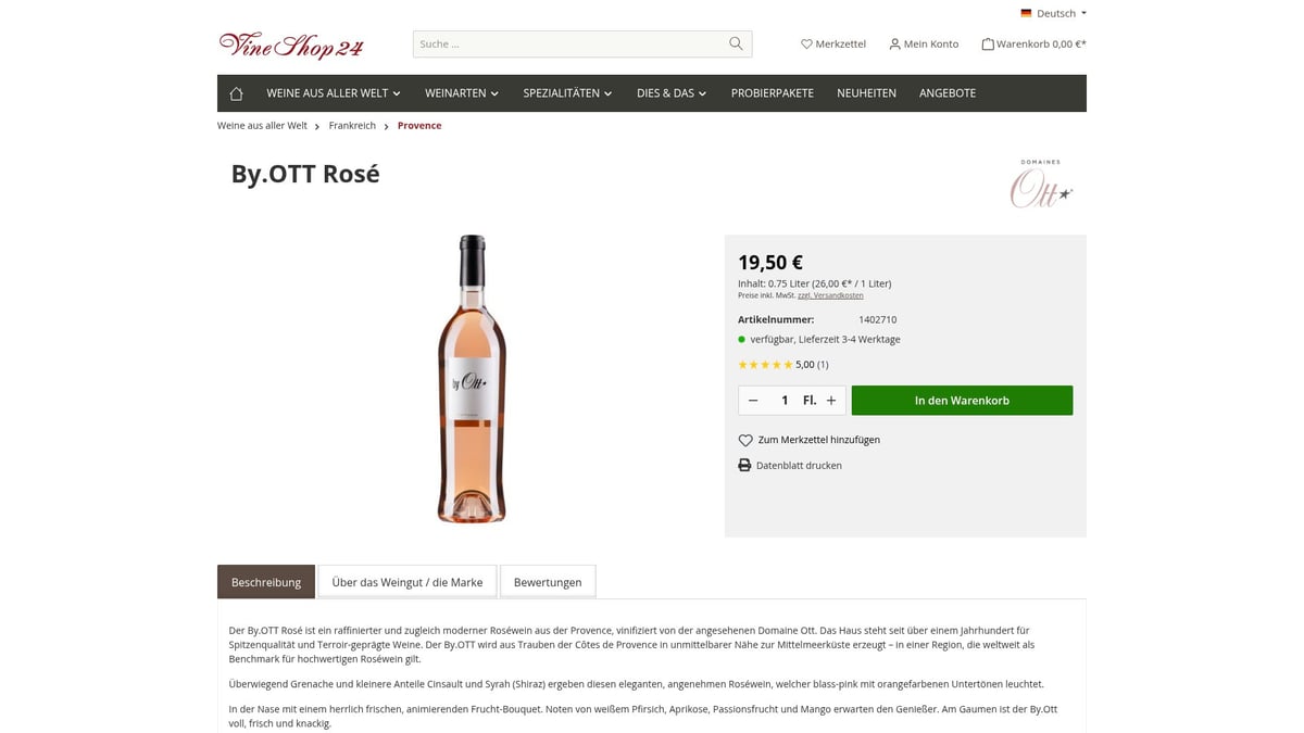 7 Rose Weine 2025: Die Besten Tipps Für Genießer - By.OTT Rosé 2024 (Provence, Frankreich)