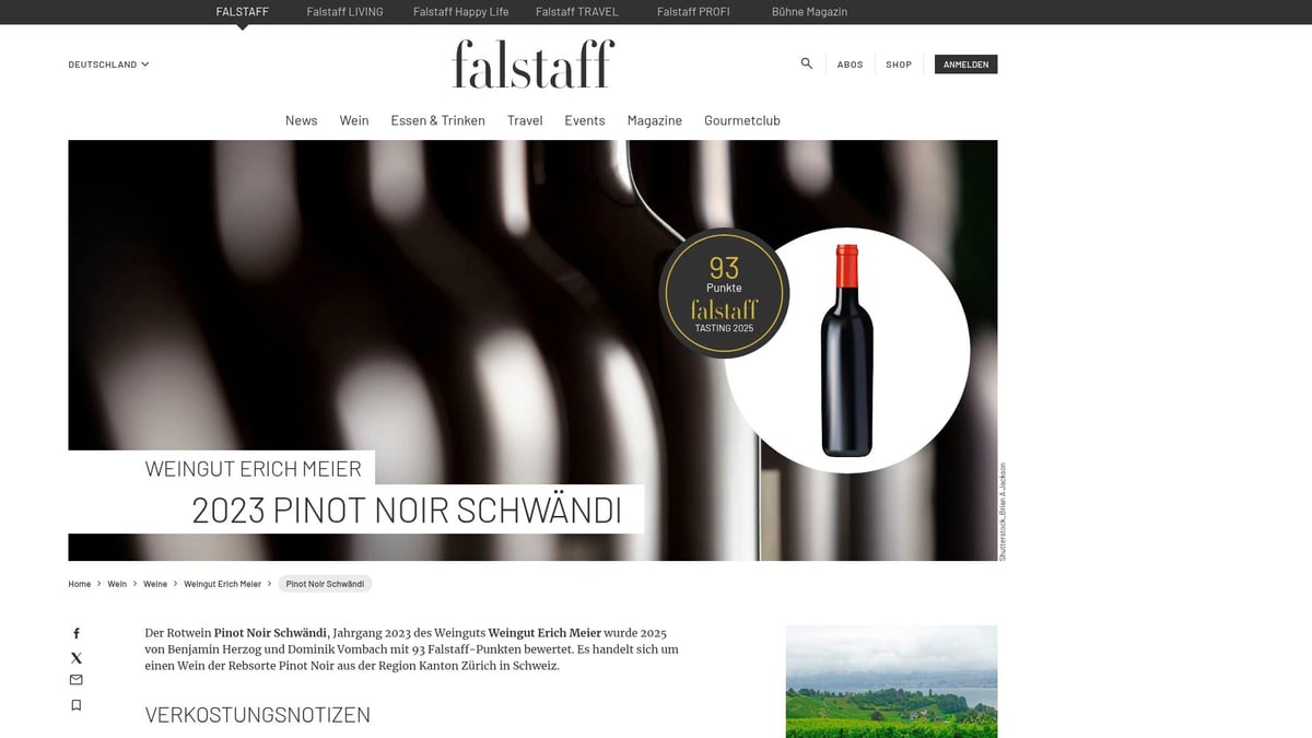 8 Rotwein Zürich Tipps: Entdecke Top-Weine 2026 - Pinot Noir Schwändi – Weingut Erich Meier