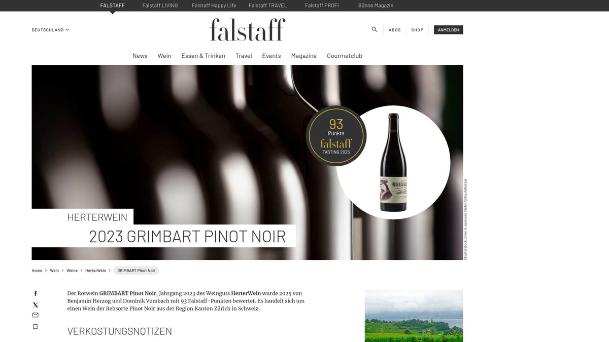 8 Rotwein Zürich Tipps: Entdecke Top-Weine 2026 - GRIMBART Pinot Noir – HerterWein