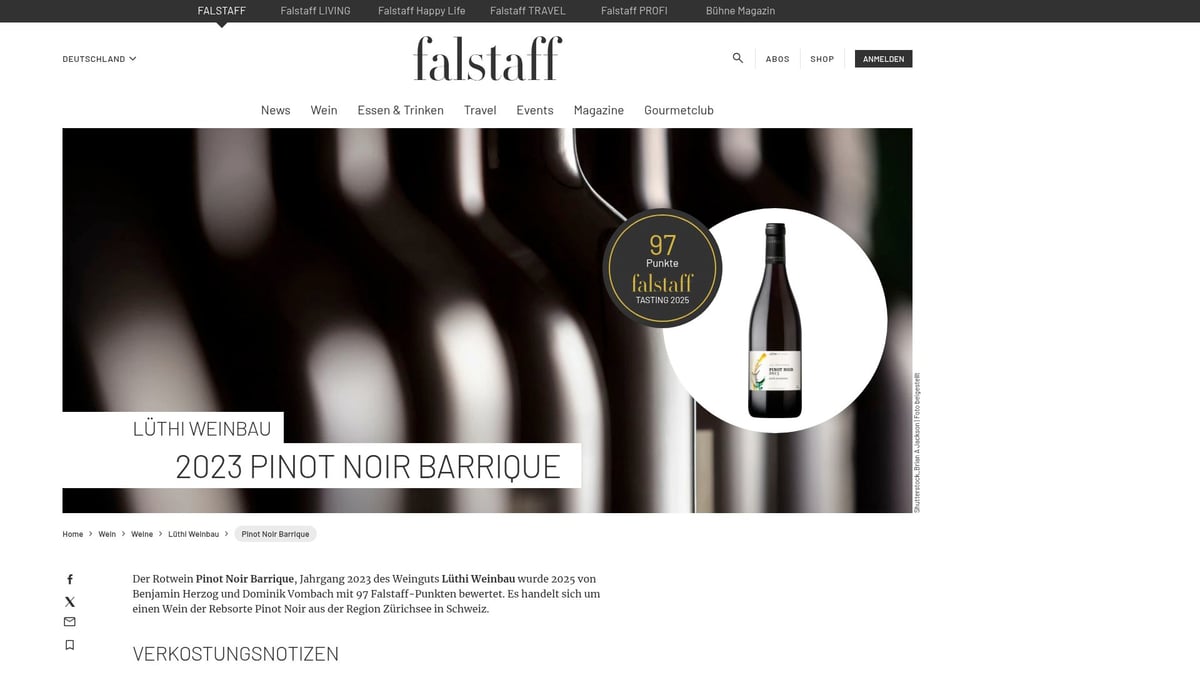 8 Rotwein Zürich Tipps: Entdecke Top-Weine 2026 - Pinot Noir Barrique – Lüthi Weinbau