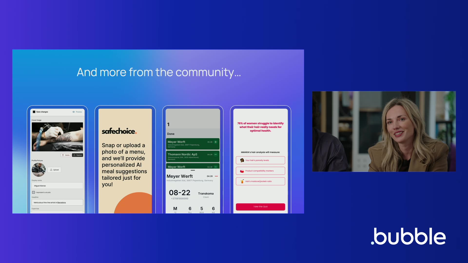 Founder panel moment from the Bubble launch livestream