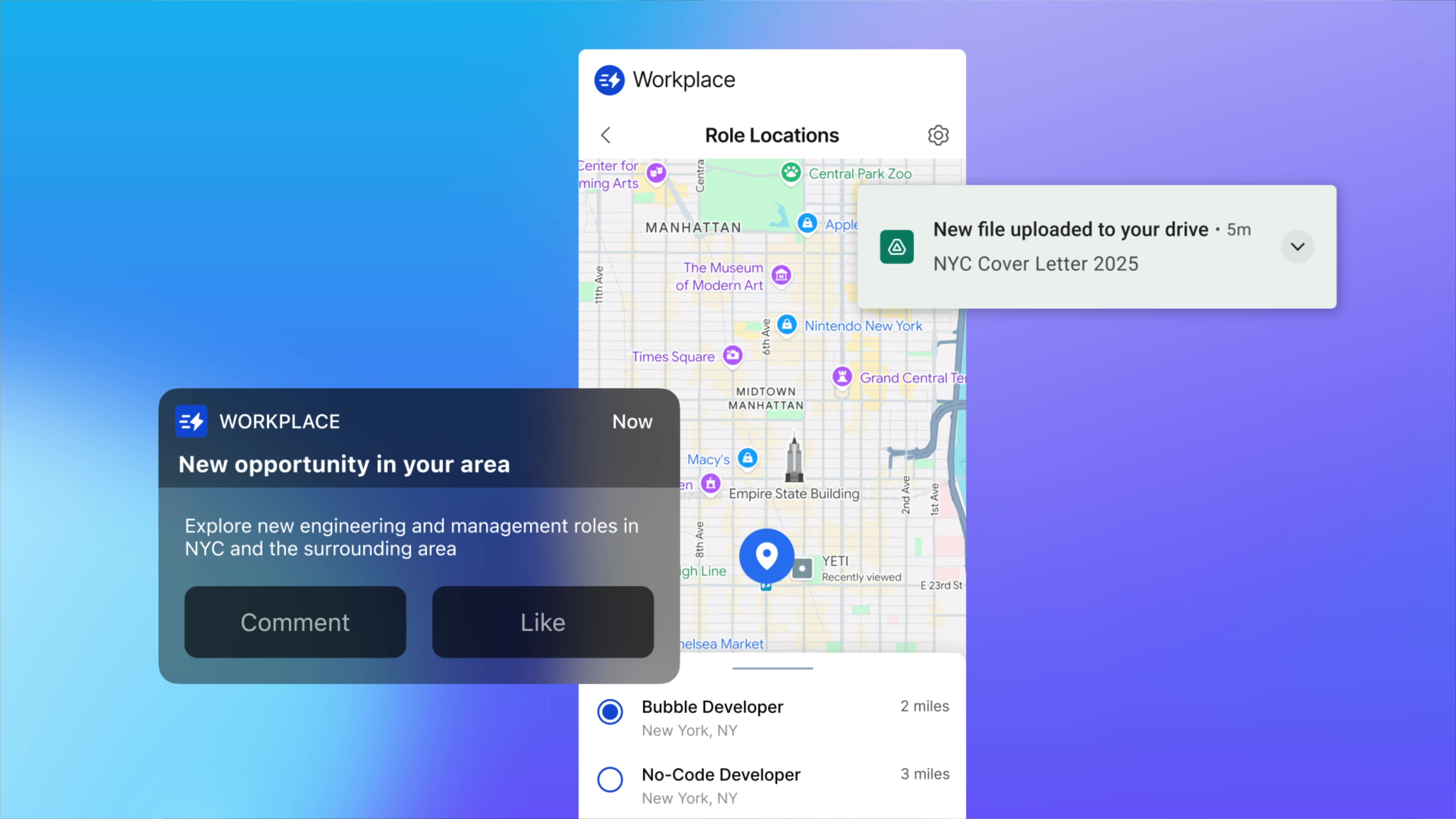 Product interface highlight from the Bubble mobile launch