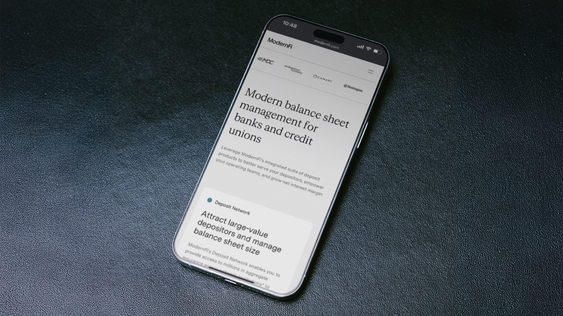 Mobile view of the ModernFi rebrand and new website