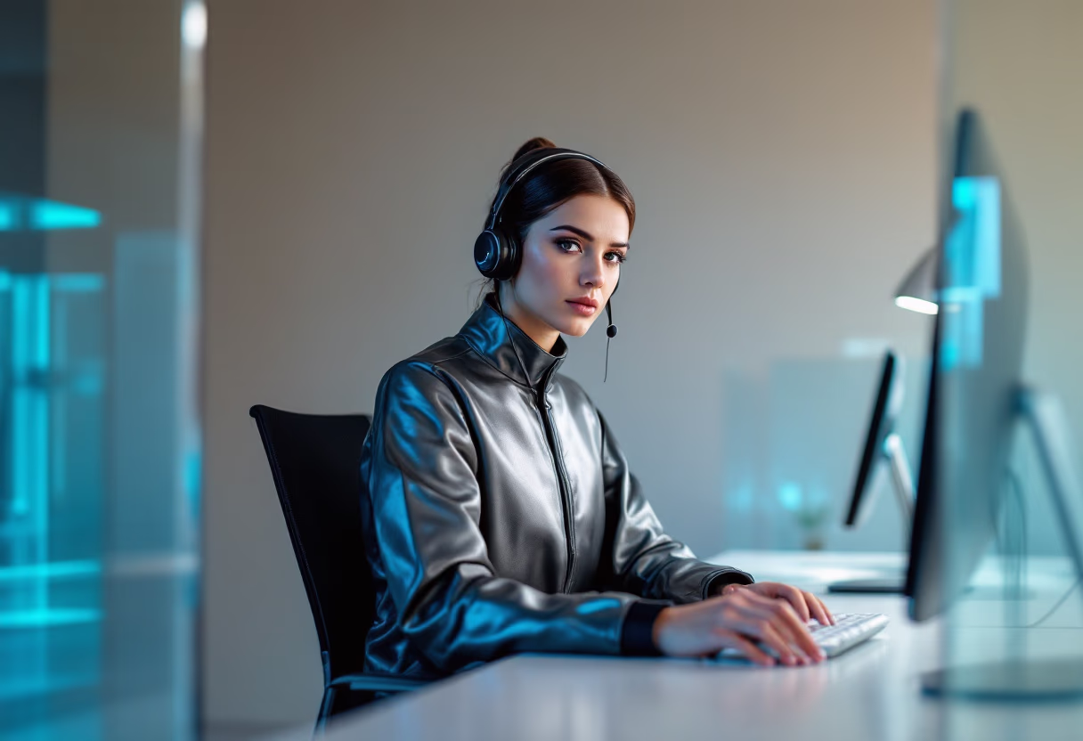 image of an individual providing support assistance (for a productivity tools business)