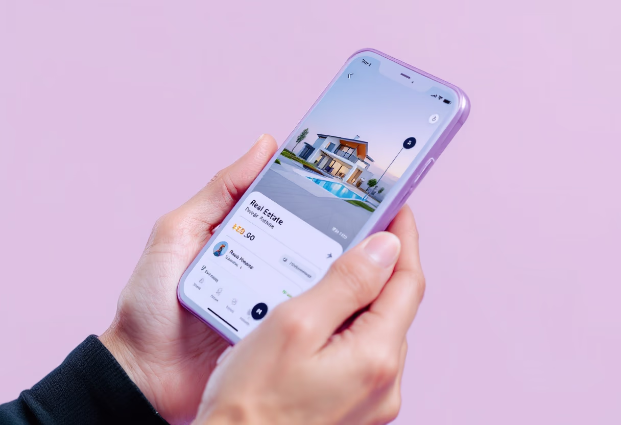 image of real estate app on a mobile device (for a real estate tech)