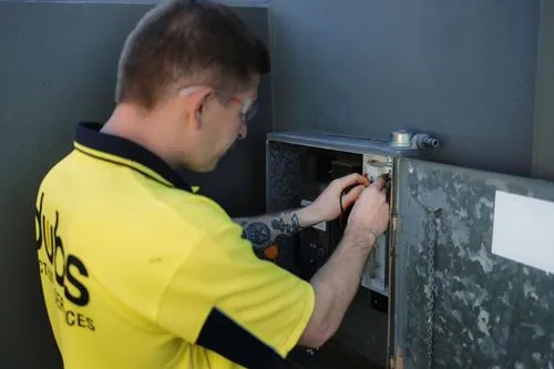 a switchboard being worked on