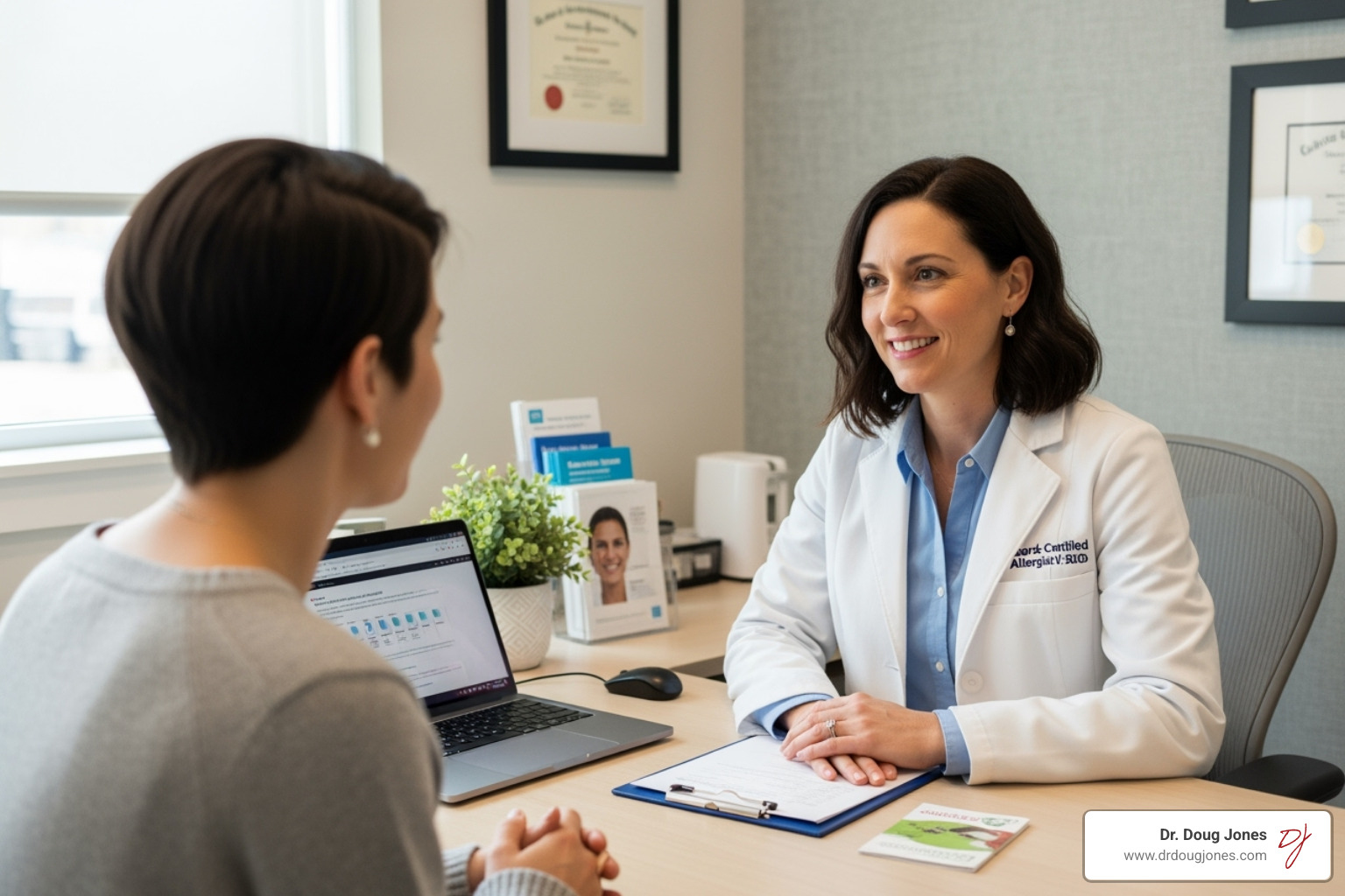board-certified allergist consulting with a patient - food allergy expert