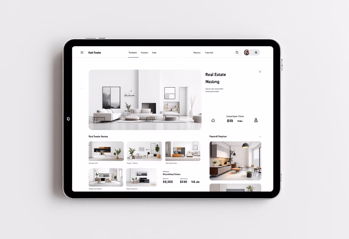 image of real estate app on a tablet
