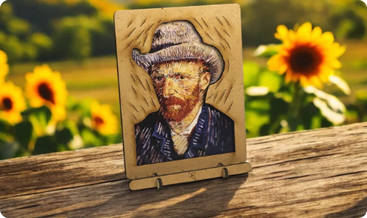 Komoni Amsterdam: houten pop-upkaart met Van Gogh