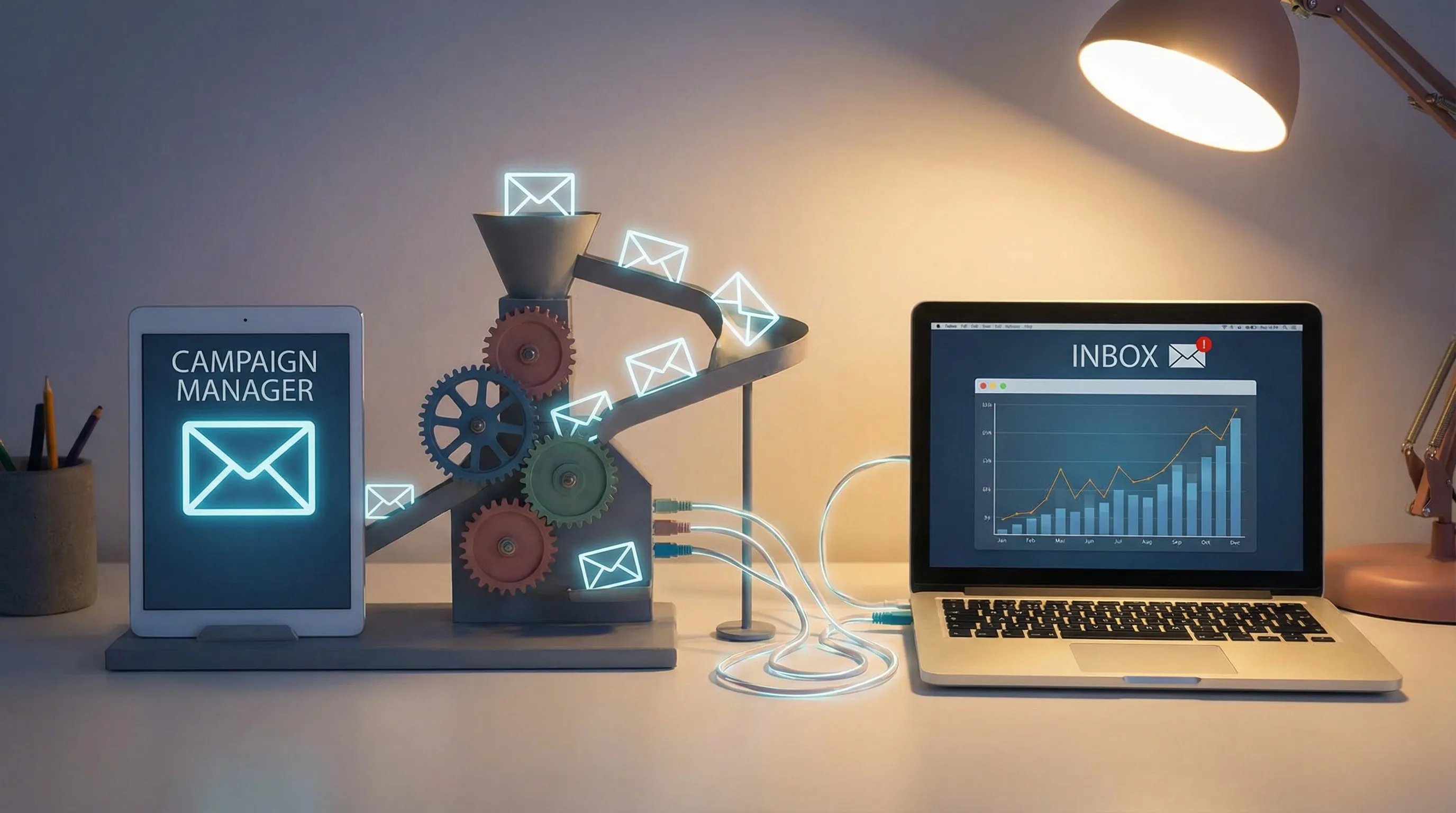 Illustratie van e-mailmarketing en automatisering