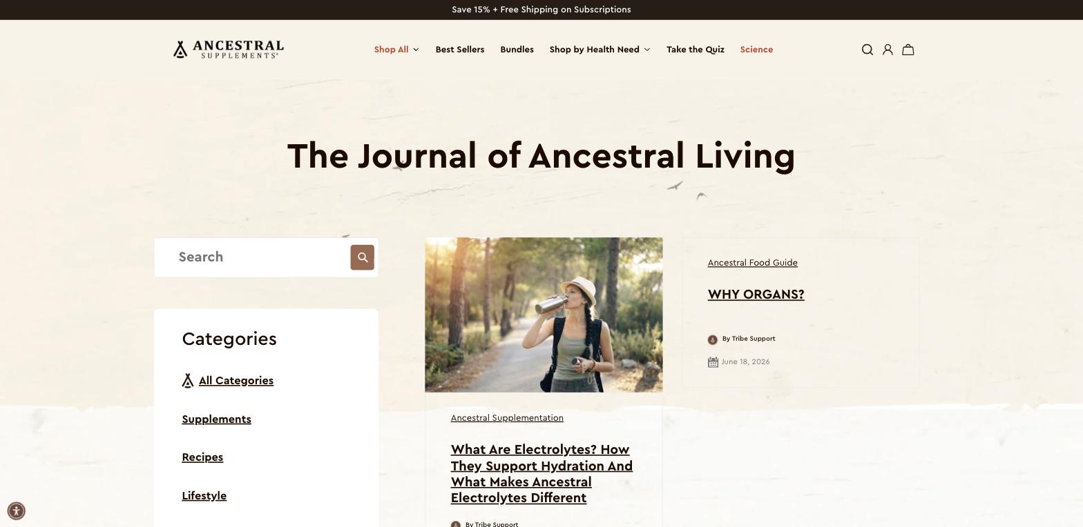 Ancestral Supplements: blog met educatieve content