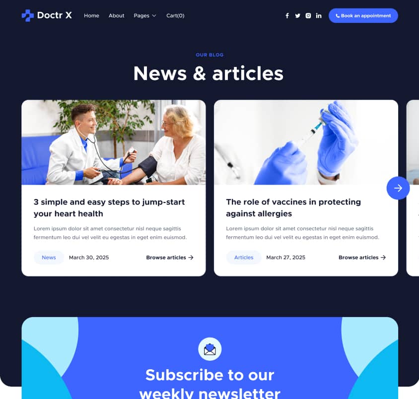 Doctr X - Blog V3 Page - Healthcare Webflow Template