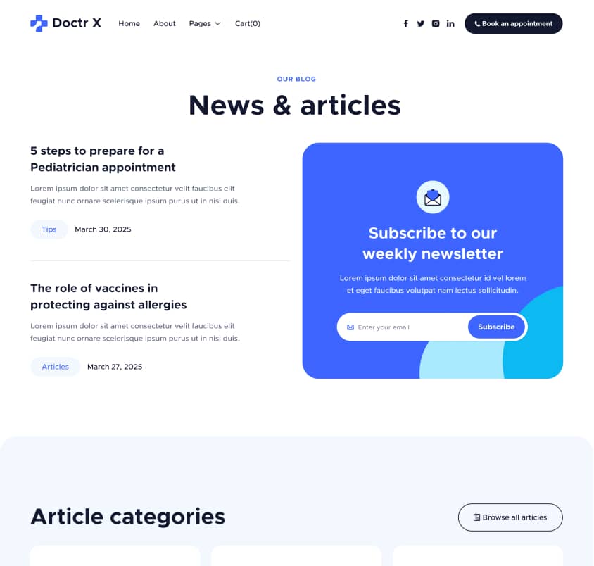 Doctr X - Blog V2 Page - Healthcare Webflow Template