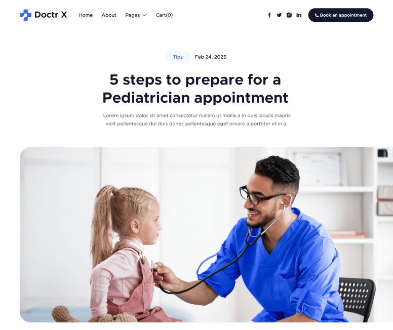 Doctr X - Blog Post Main Page - Healthcare Webflow Template