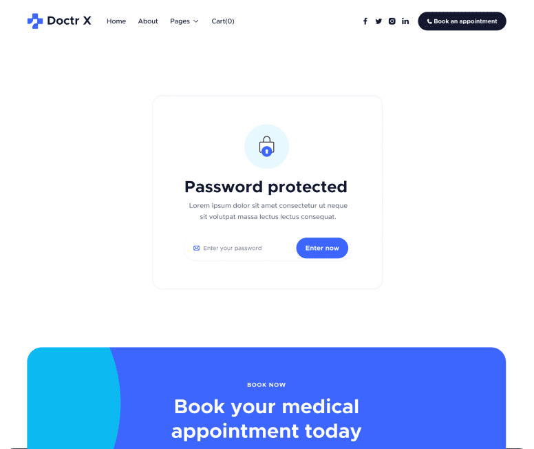 Doctr X - Password Protected Utility Page - Healthcare Webflow Template