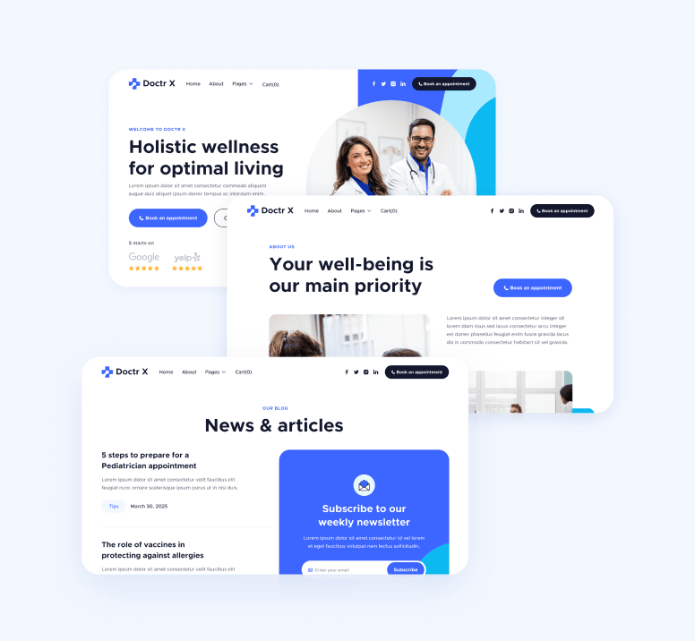 Doctr X - 46 Sections Included - Healthcare Webflow Template