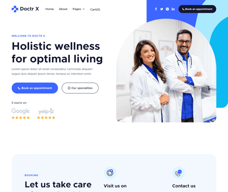 Doctr X - Home V1 Main Page - Healthcare Webflow Template