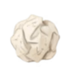 Crumpled white paper ball on a transparent background.