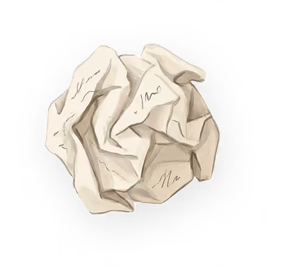 Crumpled piece of white paper with faint handwriting on it.