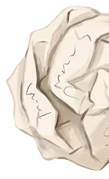 Crumpled white paper ball on a transparent background.
