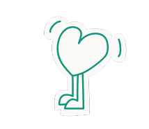 Illustration of a heart-shaped chicken with a simple green outline.