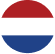 Flag of the Netherlands with horizontal stripes of red, white, and blue.