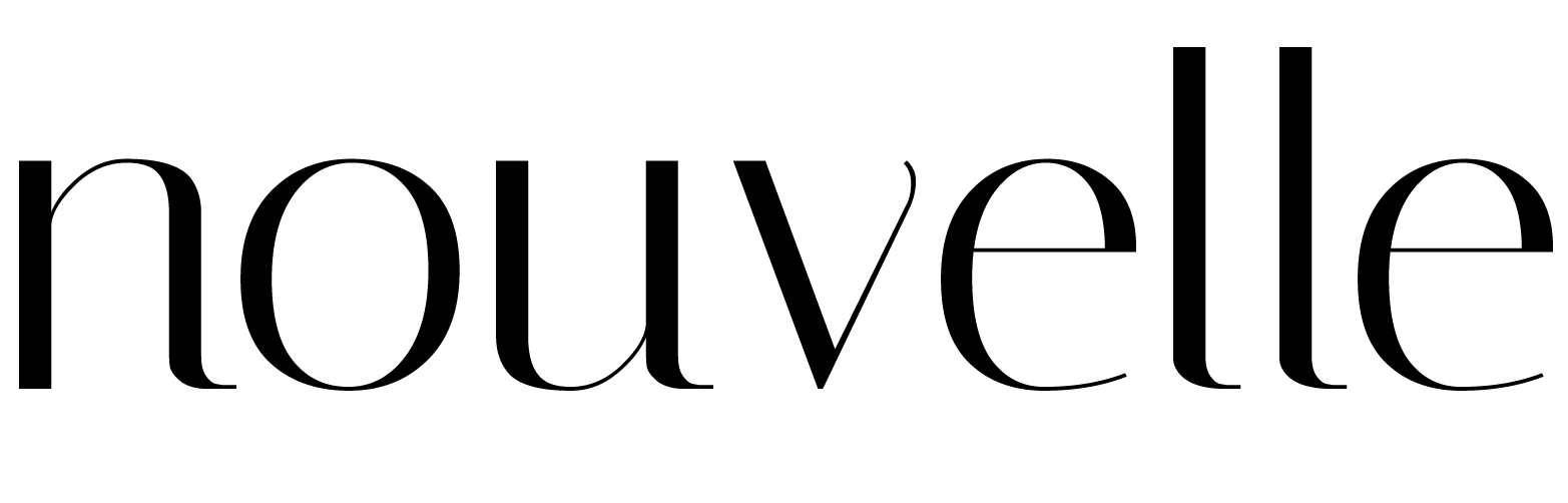 The word 'nouvelle' in elegant black serif font on a white background.