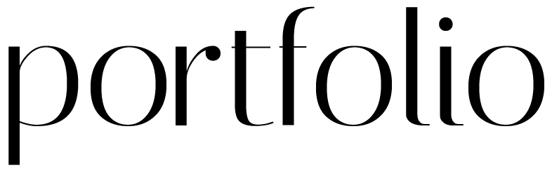 The word portfolio in black serif font on a white background.