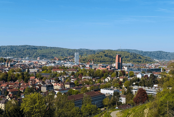 A photo of Winterthur, Switzerland - where part of Avallone's Commercial Team is located.