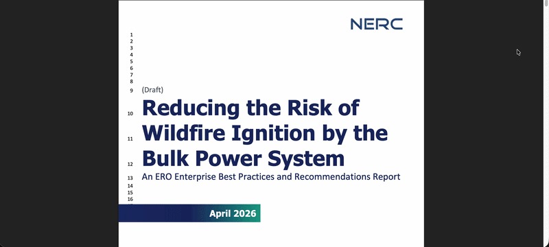 GIF showcasing the NERC Wildfire report in PDF.