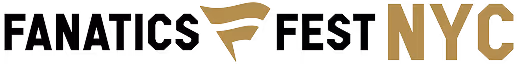 Fanatics Fest NYC logo with stylized gold flag between words.