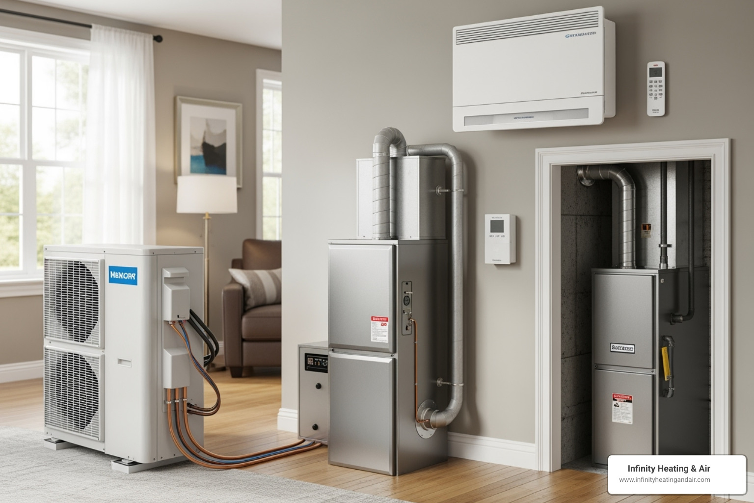 different types of HVAC units (heat pump, furnace, ductless) - HVAC installation Puyallup